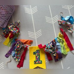 One year old birthday banner - high chair sized- hungry caterpillar
